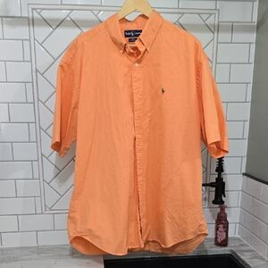 Ralph Lauren Men's Casual Orange Button Down Shirt-XL